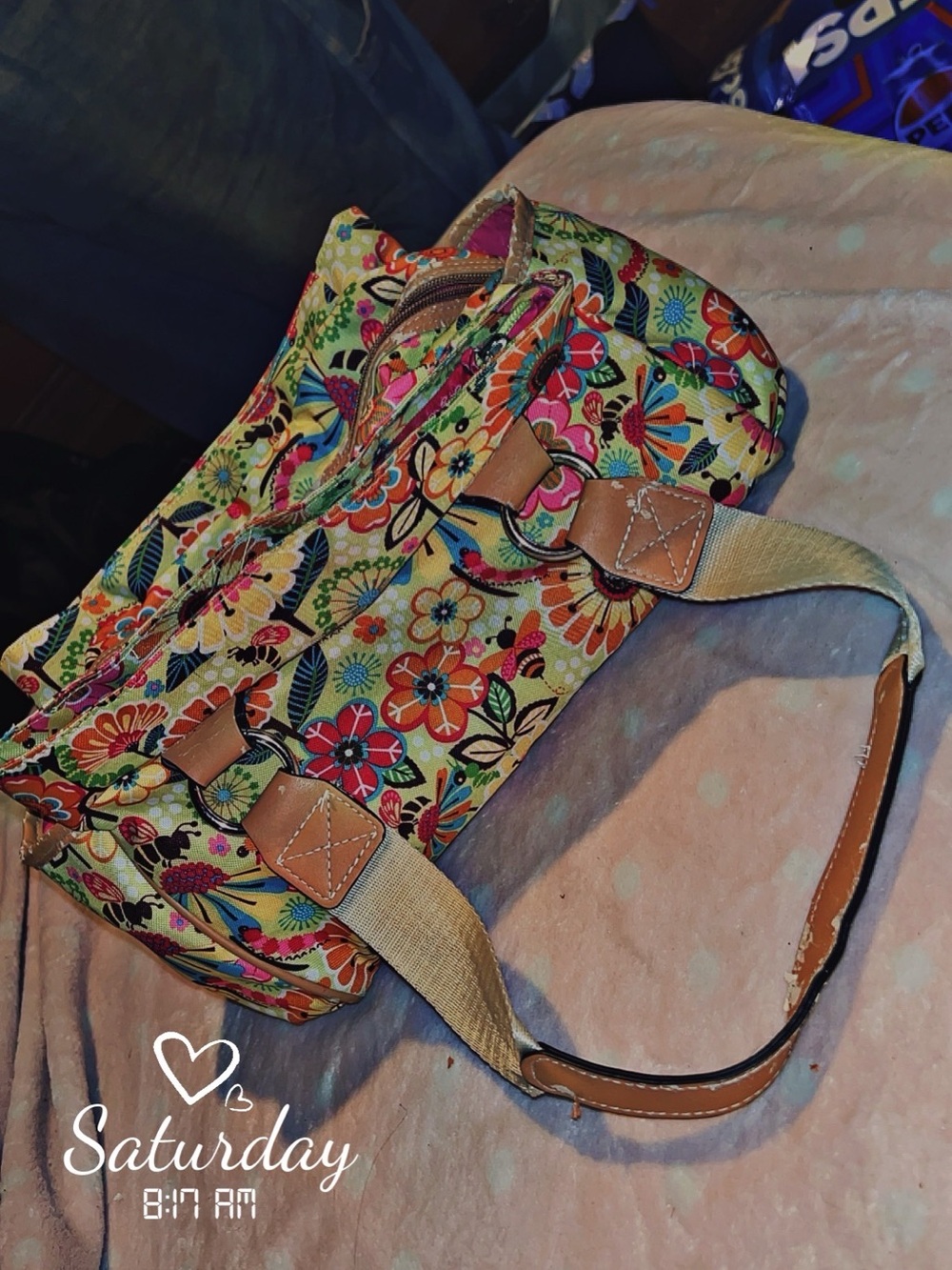 Lily Bloom Floral Canvas Shoulder Bag in Yellow and Tan